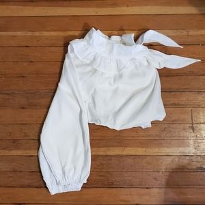 Cropped Flowy off shoulder tie up shirt